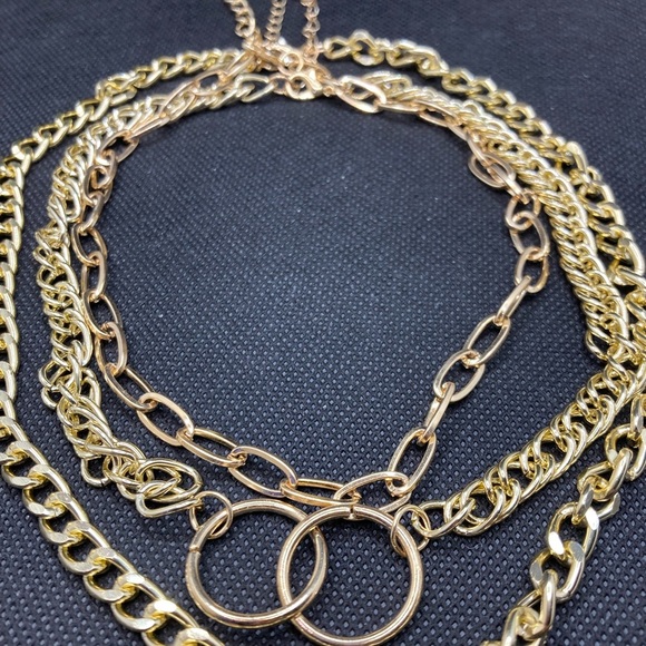 3-Layered Gold Lock Necklace - Picture 1 of 10
